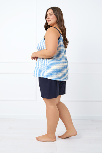 Flota Női keskeny pántos pizsama, rövidnadrág Italian Fashion - kék/kék mintás