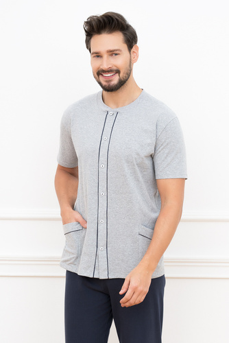 Alcest Férfi rövid ujjú pizsama, hosszú nadrág Olasz divat - tengerészkék