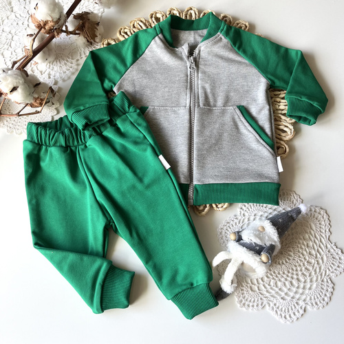 Mamatti melegítő szett DR06 Merry Christmas - zöld-szürke, fiú, pamut, pamut