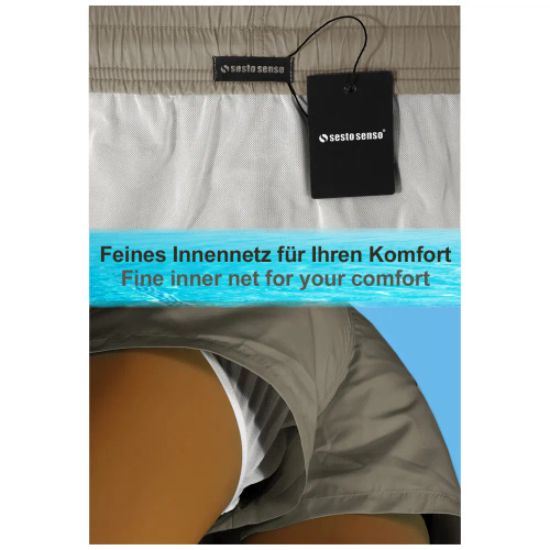 Sesto Senso férfi fürdőnadrág gyorsan száradó strand rövidnadrág zsebekkel khaki