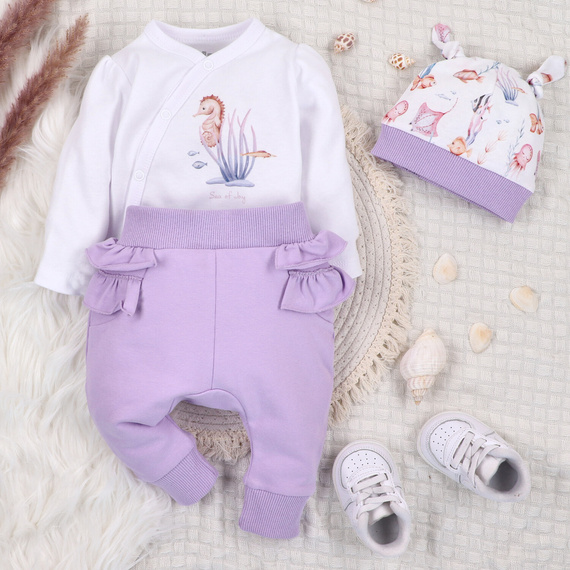 ABN-5472 Underwater World hosszú ujjú, borítékolható bodysuit Nini fehér - organikus pamut, csecsemők számára