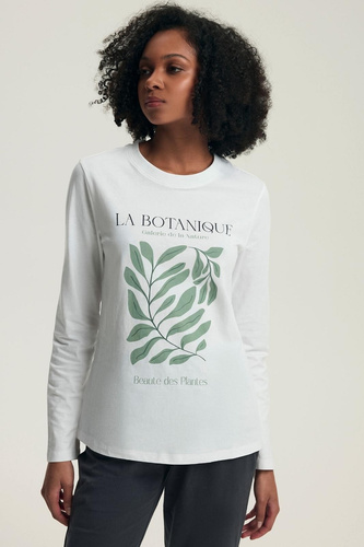 Henderson női pizsama Danna 43686 krém - pamut, hosszú ujjú, kényelmes szabású