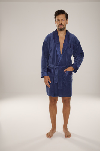 866 Noble Férfi De Lafense velúr fürdőköpeny - rövid, elegáns, pamut - denim