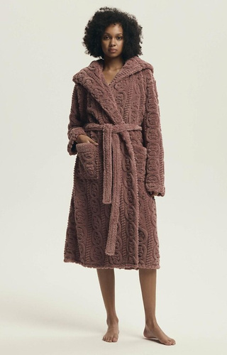 43592 Darlena Henderson poros rózsa - női kapucnis fürdőköpeny, hosszú, puha, mintás