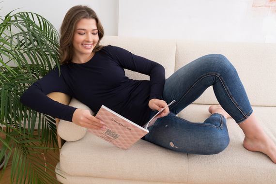 Ibiza blúz Női hosszú ujjú olasz divat - tengerészkék