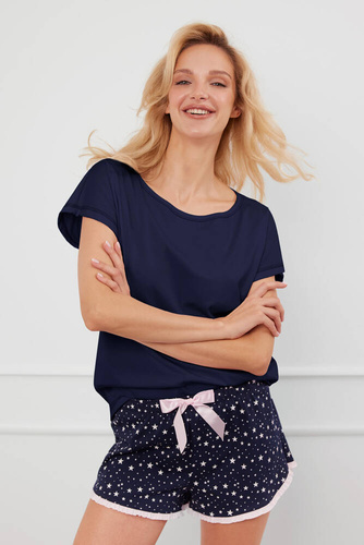 Libra Női rövid ujjú pizsama, rövidnadrág Italian Fashion - tengerészkék/print