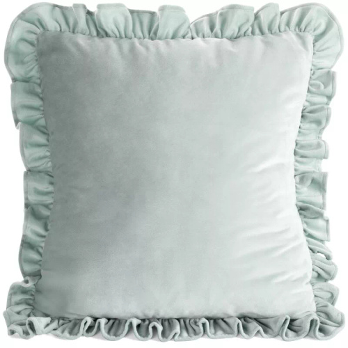 Brenda 45x45 zsályazöld bársony párnahuzat fodorral sage