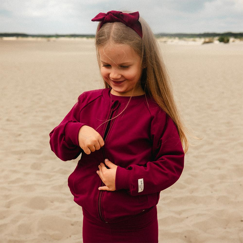 Simply Comfy Gyermek Eevi bordó bomber pulóver - pamut, könnyű, kapucni nélkül