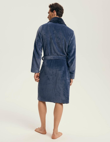Henderson férfi fürdőköpeny 43375 Nantes navy- sálgallér, bordázott szerkezet, elegáns design