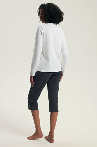 Henderson női pizsama Danna 43686 krém - pamut, hosszú ujjú, kényelmes szabású