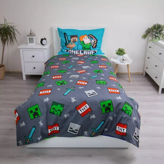 Minecraft "We Got This" Jerry Fabrics pamut ágynemű - 140x200 cm, 100% pamut, megfordítható