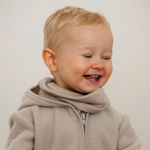 Eevi gyermek merinó gyapjú kémény - bézs, puha és légáteresztő