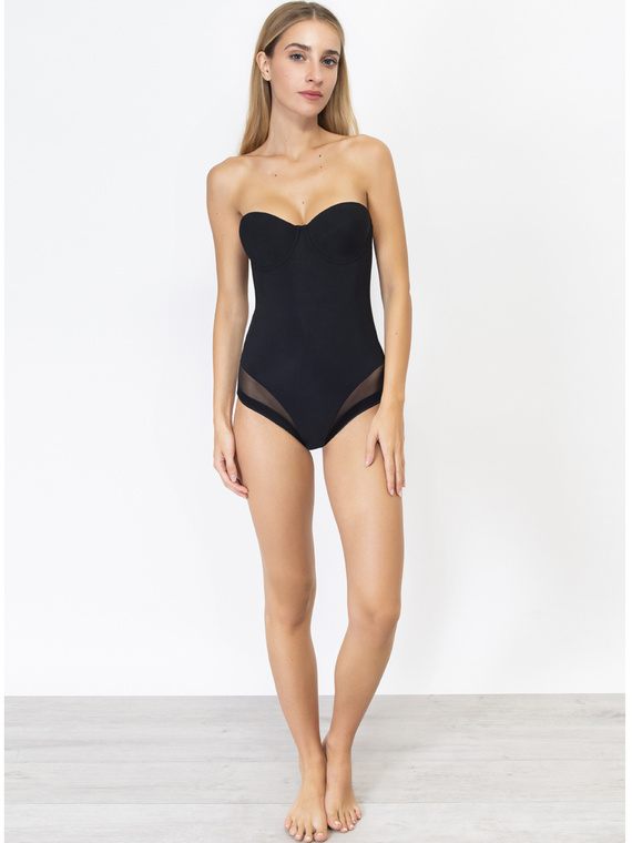 1852 Női Everybody bardot body mikroszálas, párnázott kosarakkal, varrás nélküli Sielei black