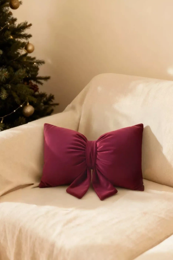 Karácsonyi Cocard párna Spod Igły i Nitki - bordó bársony párna, Öko-Tex tanúsítvánnyal