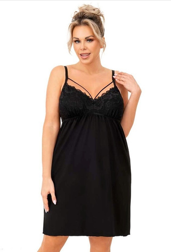 Sylvia Nightdress Donna fekete - viszkóz, pánt nélküli, nőies és finom