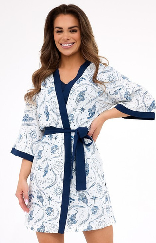 742/444 Olivia Cornette Dream Lady rövid pamut fürdőköpeny csillagmintával