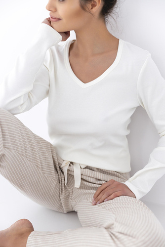 Dinah Női pizsama Sensis Flanel - krém-bézs