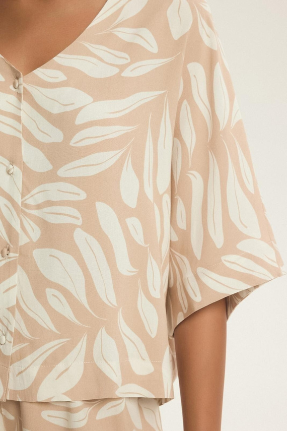 Henderson Dextra női pizsama 43688 barack-vizsó, zip-up, 3/4, virágmintás, 3/4-es, virágmintás