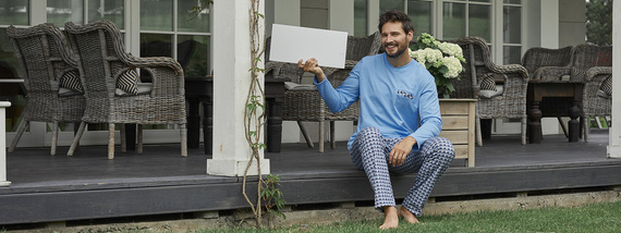 Jaromir Férfi hosszú ujjú, hosszú nadrág olasz divat - kék/print