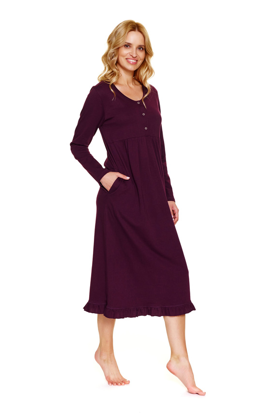 7318 Doctor Nap - Terhességi és szoptatós hálóing pamutból | Lengyel gyártmány - bordó