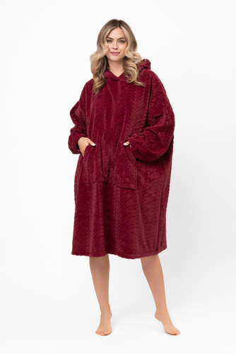 Reno Kocobluza Italian Fashion bordó - oversize, puha kétpólusú, unisex, kapucnival