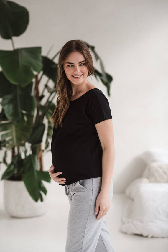 Two Ways bluzka ciążowa i do karmienia dwustronna krótki rękaw Milk&Love czarny