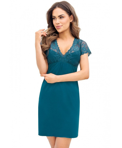 Női hálóing Daria Donna petrol - viszkóz, csipke, rövid ujjú, rövid ujjú