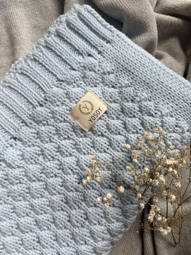 Bubbles Yosoy kék merinó gyapjú takaró - természetes, hipoallergén, megfordítható