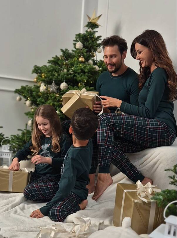 Fogo Férfi pizsama hosszú ujjú, hosszú nadrág olasz divat - zöld/print