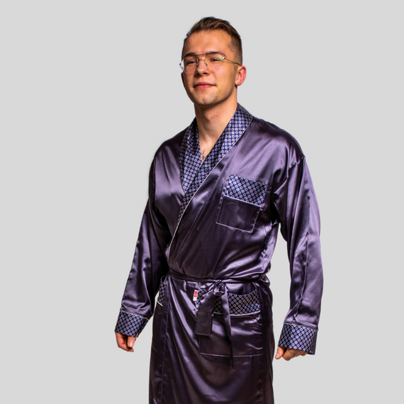 940 Forex férfi szatén fürdőköpeny - tengerészkék