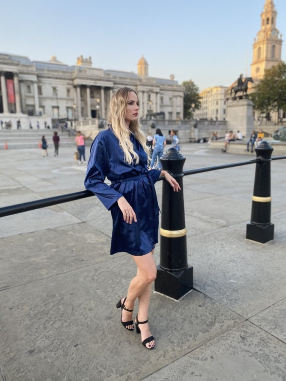 797 Klasszikus női köntös Forex - tengerészkék