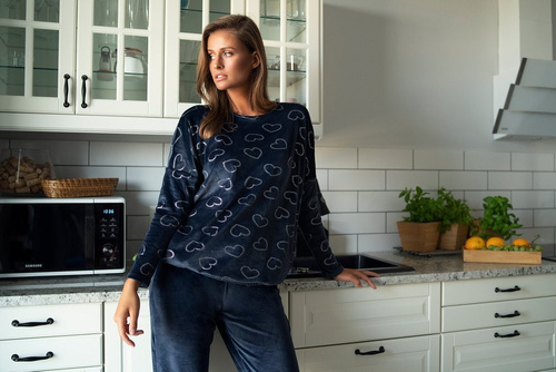 Elixir női szett hosszú. ujj, hossz. olasz divatnadrág tengerészkék