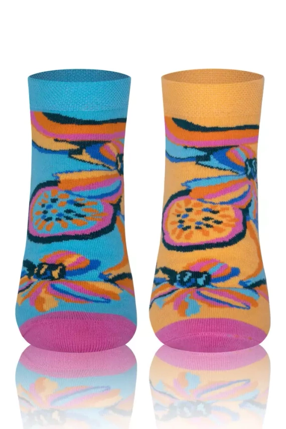 S141S Zanzi lábzokni olasz divat - kócos/sárga/rózsaszín