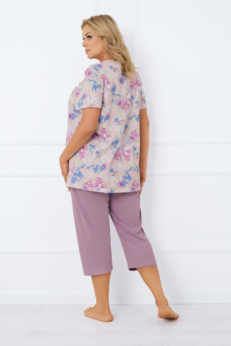 Inger Női pizsama rövid ujjú, 3/4 nadrágos olasz divat - print/bőr