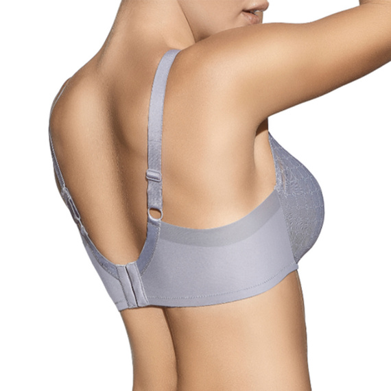 Katia Selene szürke párnázott melltartó - mély dekoltázzsal, tüll betétekkel