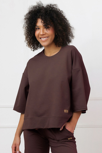 Bluza Kaori Italian Fashion 3/4 ujjú pamut elasztán - barna