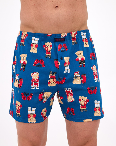 001/179 Férfi Cornette Classic Boxer - pamut, kényelmes, vicces nyomtatással, tengerészkék színben
