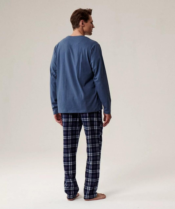 NMP-393 Atlantic blue - férfi pamut pizsamanadrág flanel pamutból
