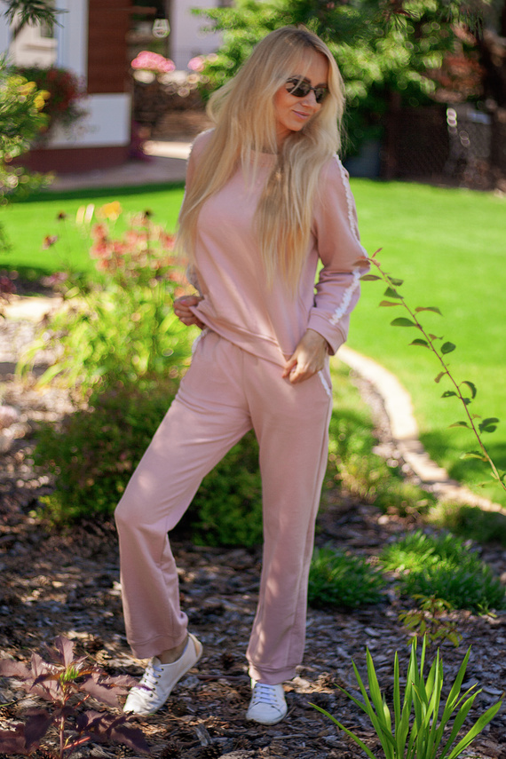 Antao női tréningruha szett Mirale, pamut elasztánnal, lengyel gyártmány - rózsaszín