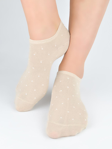 Női titokzokni Noviti ST077 – modal, pöttyös, lapos varrás beige