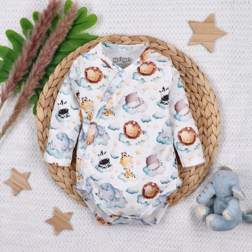 ABN-5601 Nini Little Dreamers borítékos bodysuit bio pamutból csecsemőknek - nikkelmentes záróelemek, 100%-os biztonsággal