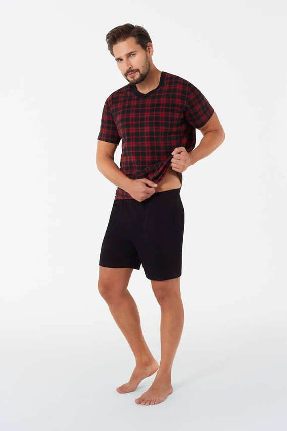 Elijah Férfi rövid ujjú pizsama és rövidnadrág Italian Fashion - print/fekete