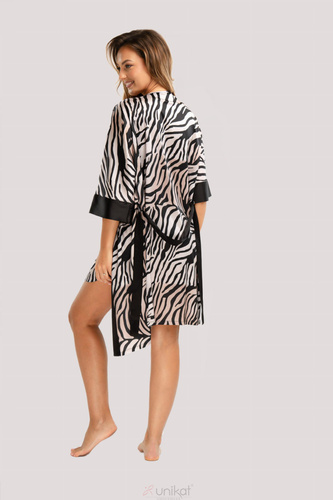 Braga szatén fürdőköpeny Unikat - zebra, elegáns, övvel