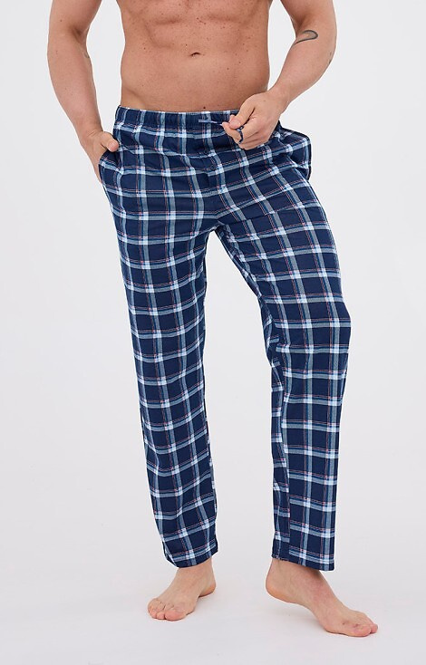 691/61 Cornette férfi pizsamanadrág - hosszú, kockás, pamut, pamut