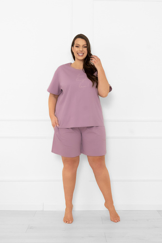 Női pizsama Ksara Italian Fashion - pamut, rövid ujjú és rövidnadrág - heather