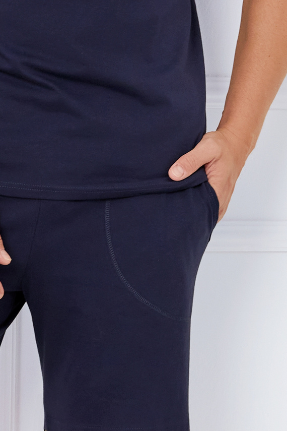 Port Férfi rövid ujjú pizsama, rövidnadrág Italian Fashion - tengerészkék