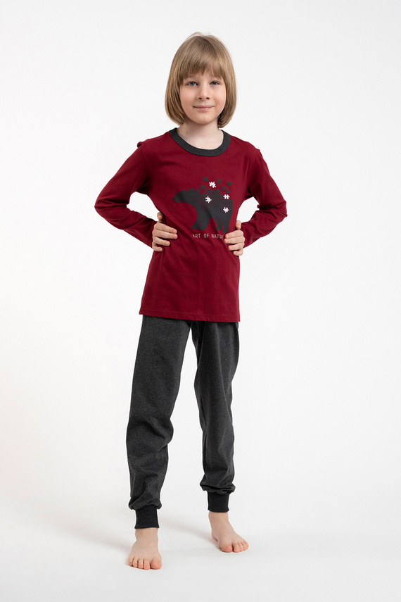 Morten Fiú pizsama Olasz divat bordó/c.melange