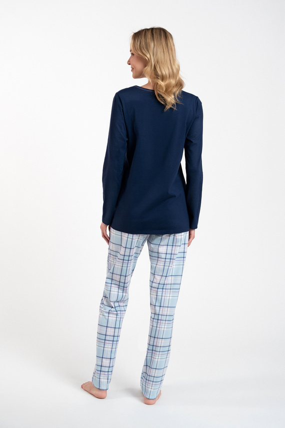 Glamour Női pizsama hosszú ujjú és hosszú nadrág olasz divat - tengerészkék/print
