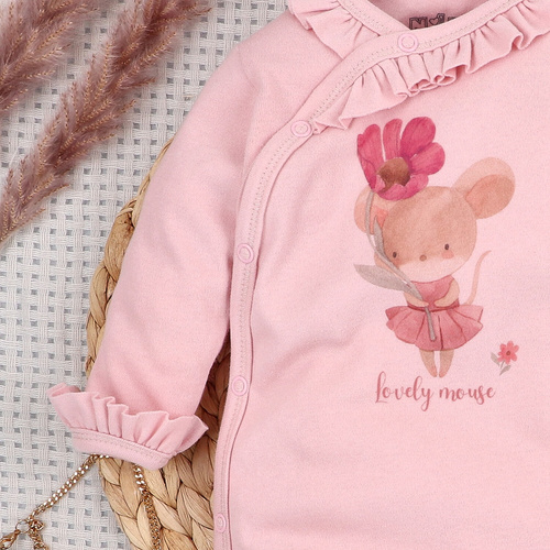 Nini baba rugdalózó  Little Mouse 100% bio pamut – újszülötteknek