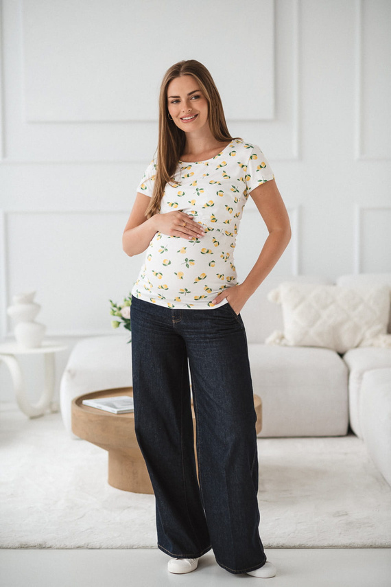 Milk Shirt Milk&Love rövid ujjú szoptatós és kismama blúz citromsárga színben - kényelmes és stílusos